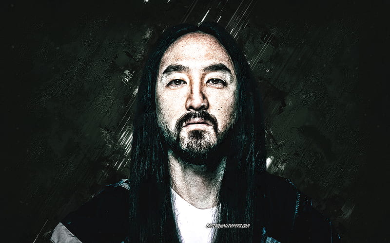 Steve Aoki, portrait, american dj, dark stone background, creative art, Steve Hiroyuki Aoki, HD wallpaper