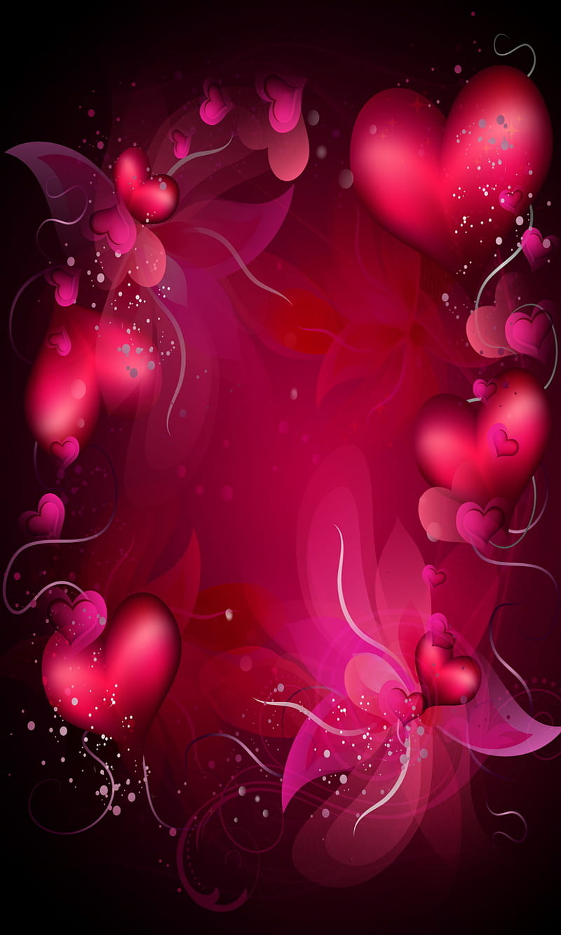 Beautiful Hearts, abstract vector, corazones, pink love, HD phone ...