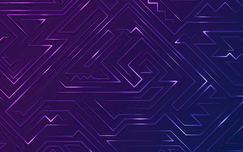 abstract labyrinths violet neon lights, abstract maze, labyrinths, maze concepts, HD wallpaper
