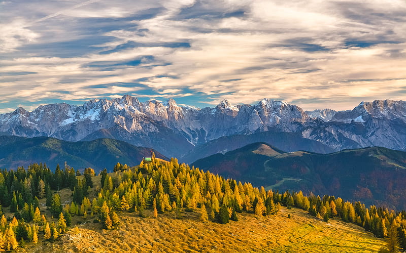 Austrian Alps sunset, mountains, Austria, Europe, HD wallpaper