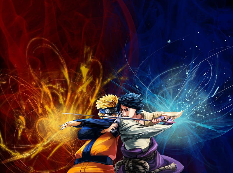 Naruto vs Sasuke, sakura, naruto, kunai knives, sasuke, itachi, kakashi, nine taled fox, ninja, HD wallpaper
