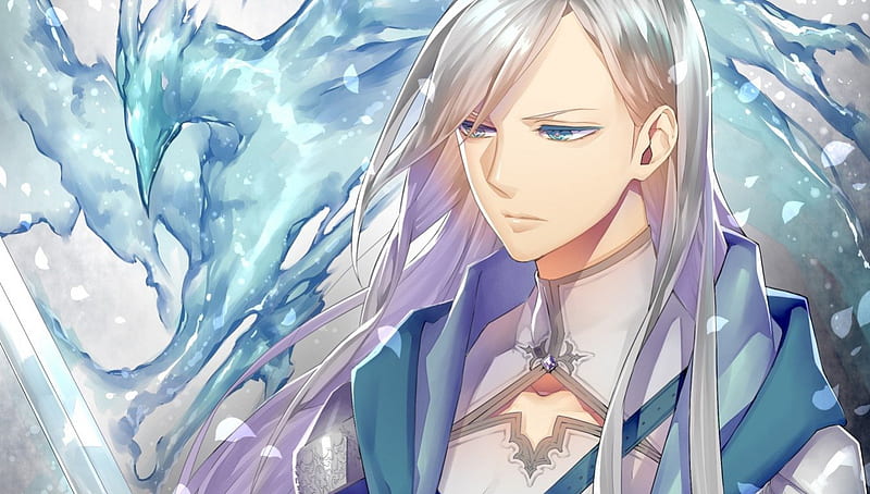 Water Male, male, boy, water, white hair, silver hair, blue eyes, HD wallpaper