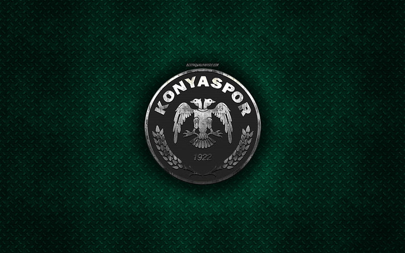 Konyaspor, Turkish football club, green metal texture, metal logo, emblem, Konya, Turkey, Super Lig, creative art, football, Atiker Konyaspor, HD wallpaper