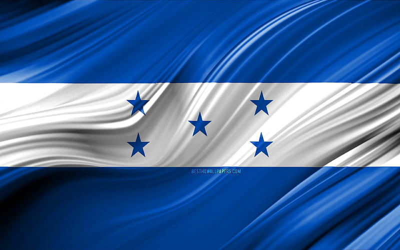 Honduras flag, North American countries, 3D waves, Flag of Honduras, national symbols, Honduras 3D flag, art, North America, Honduras, HD wallpaper
