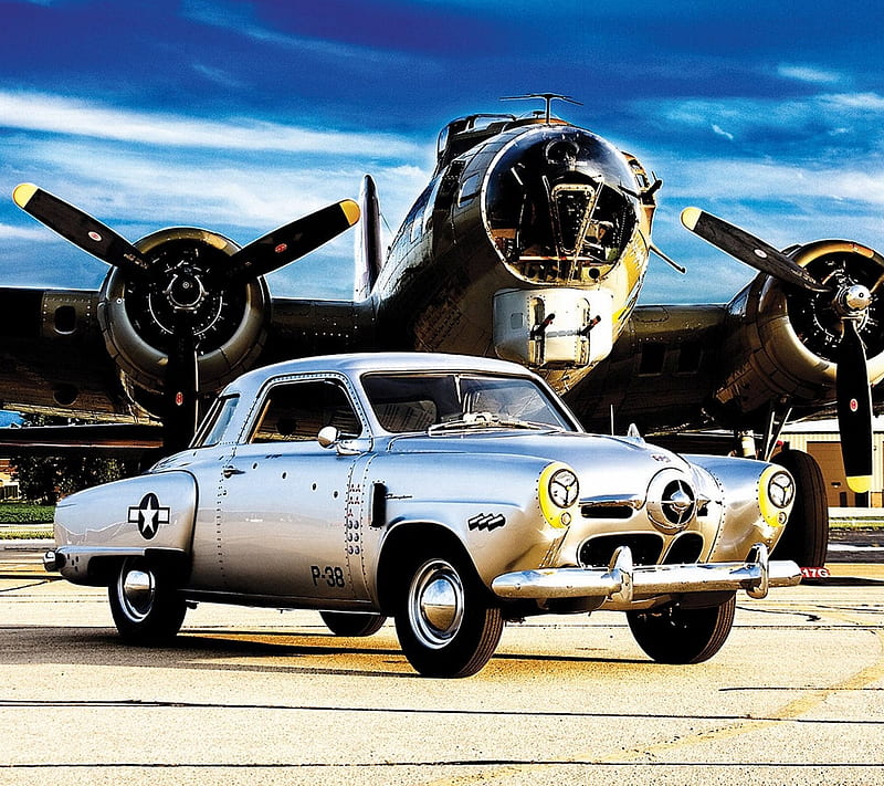 Studebaker Starlight, airplain, classic car, coupe, land cruiser, old car, studebaker, HD wallpaper