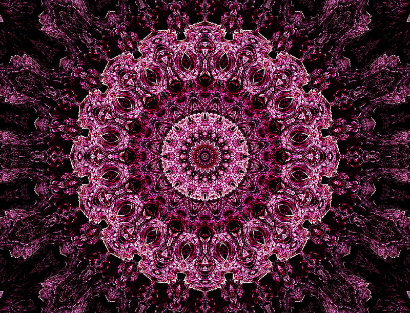 mandala, pattern, kaleidoscope, abstraction, purple, HD wallpaper