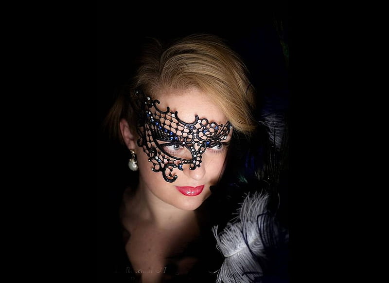 Lace Venetian Mask, etheral women, womens wardrobe, masking you to join, Julia Rosental, the WOW factor, album, HD wallpaper
