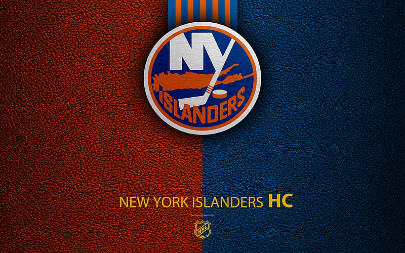 New York Islanders, HC hockey team, NHL, leather texture, NY Islanders logo, emblem, National Hockey League, New York, USA, hockey, Eastern Conference, Metropolitan Division, HD wallpaper