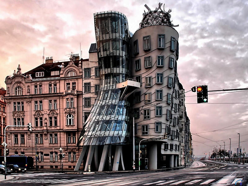 Dancing House in Prague, building, city, dance, prague, HD wallpaper