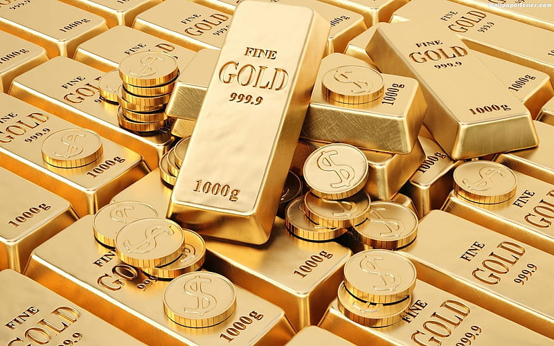 Gold Bars, Value, Bars, Currency, coins, Gold, HD wallpaper