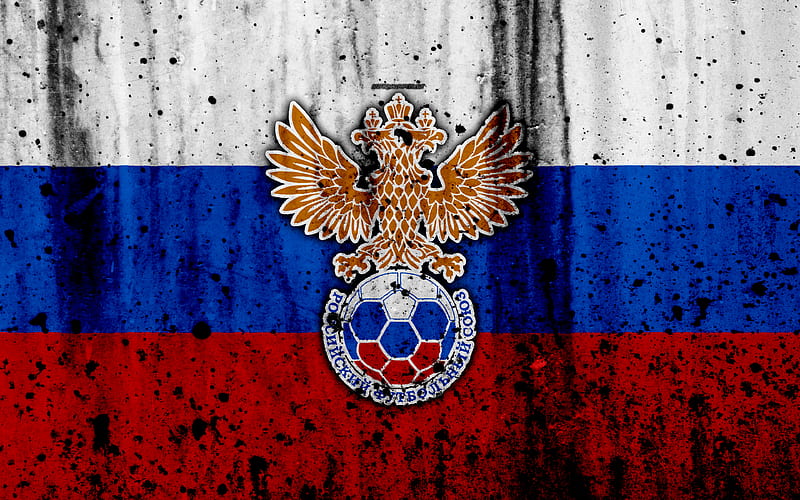 Russia national football team logo, grunge, Europe, football, stone texture, soccer, Kazakhstan, Russia national teams, HD wallpaper
