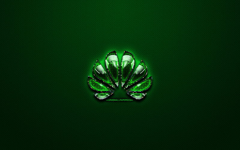 Huawei green logo, green vintage background, artwork, Huawei, brands, Huawei glass logo, creative, Huawei logo, HD wallpaper