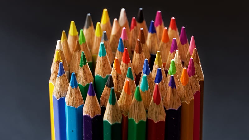 pencil, colorful tips, stationary , u , 16:9 background, 24792, HD wallpaper