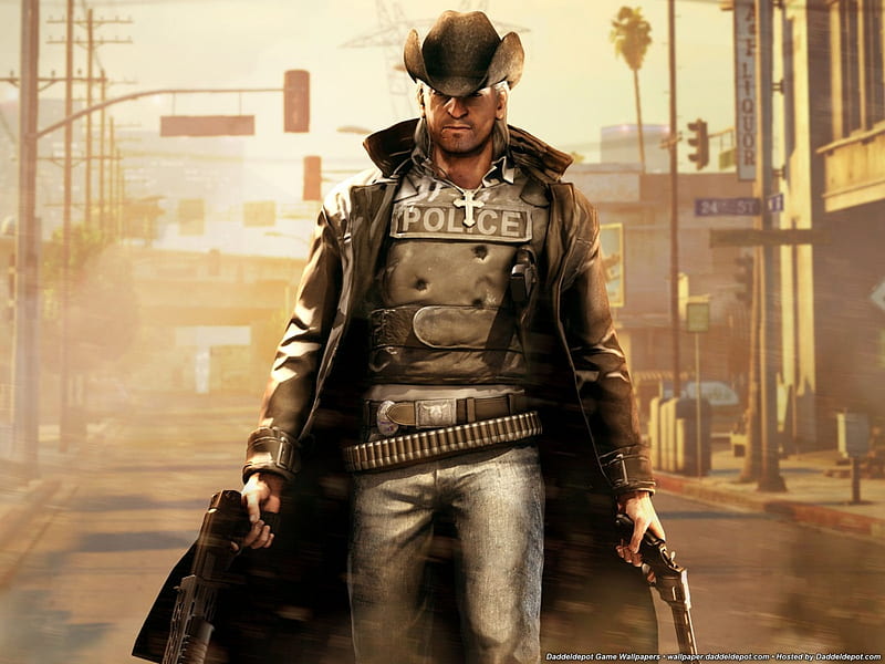 Cowboy Police, action, call of juarez- the cartel, cg, call of juarez, video game, adventure, hat, gun, hero, police, cowboy, style, the cartel, HD wallpaper