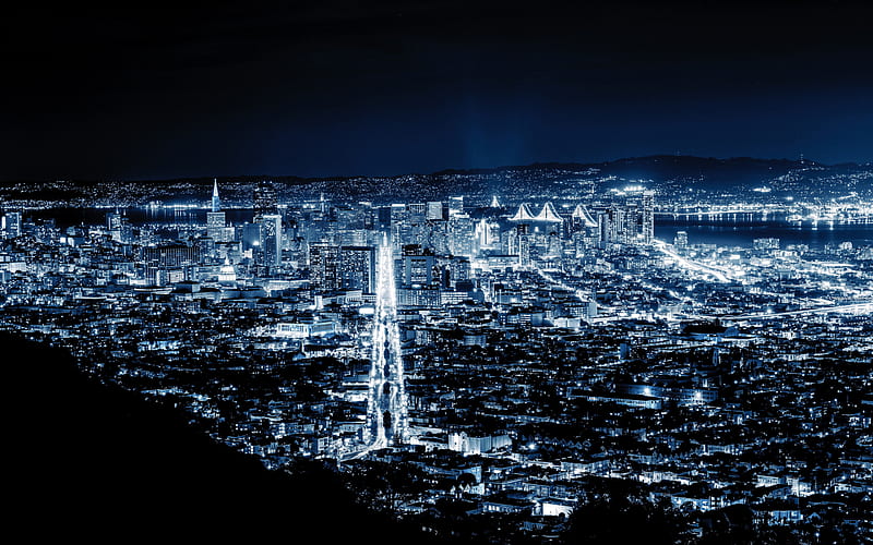San Francisco, night, city lights, cityscape, metropolis, USA, HD wallpaper