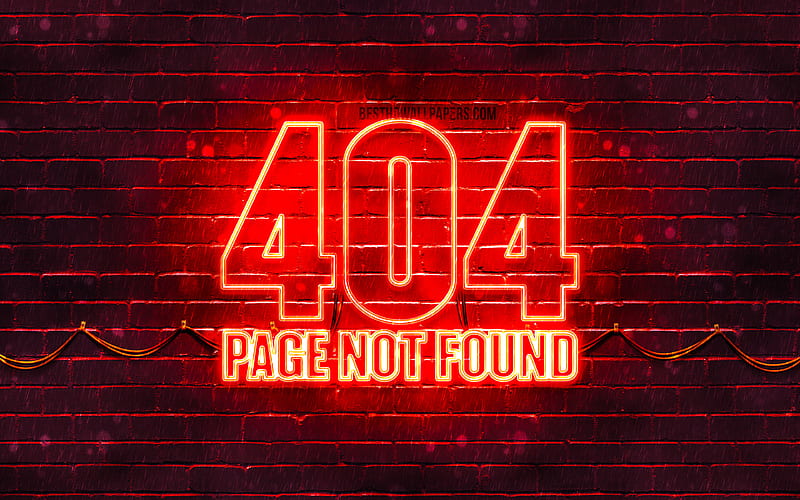 404 Page not found red logo red brickwall, 404 Page not found logo, brands, 404 Page not found neon symbol, 404 Page not found, HD wallpaper