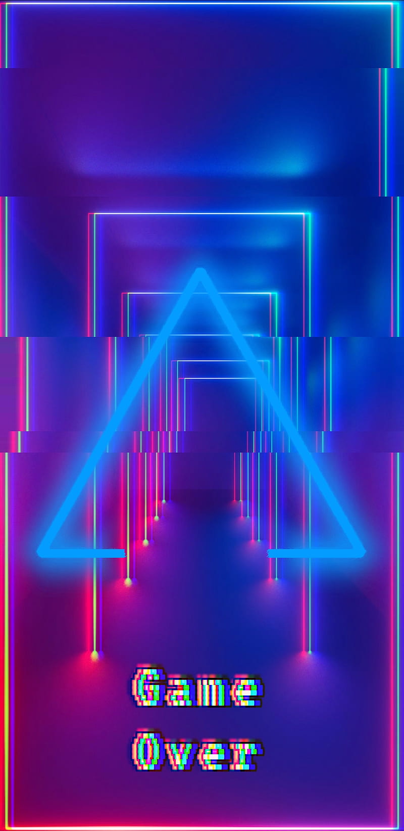 Game over , game over, gamer, glitch, neon, rubber, triangle, video game, HD phone wallpaper
