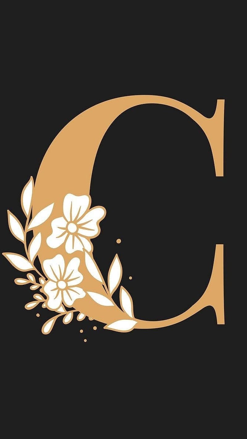 C Letter, gold and floral, gold, floral, letter c, HD phone wallpaper ...