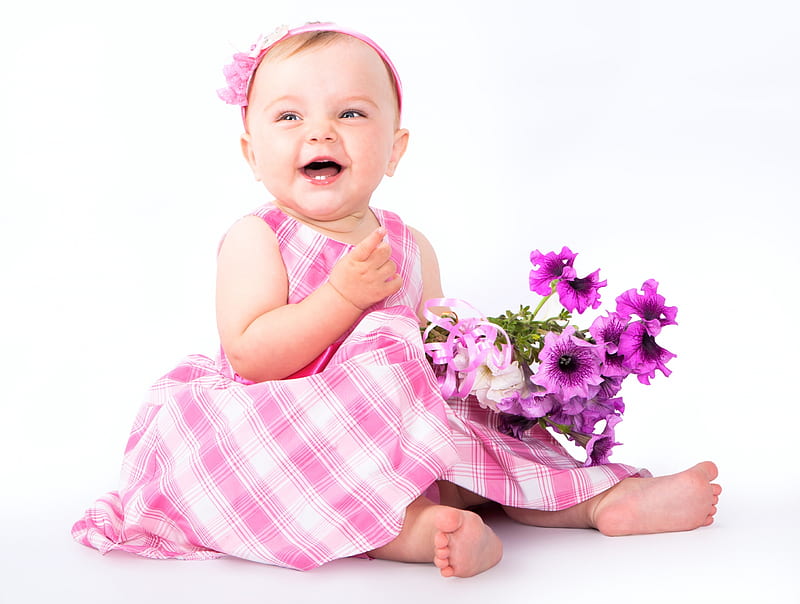 Baby girl, cute, dress, girl, flower, copil, smile, pink, HD wallpaper |  Peakpx