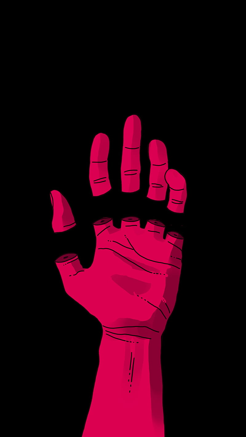 Red Handed, My, amoled, art, black, clean, cool, creepy, digital, drawing, fingers, halloween, hand, macabre, occult, oled, scary, simple, HD phone wallpaper