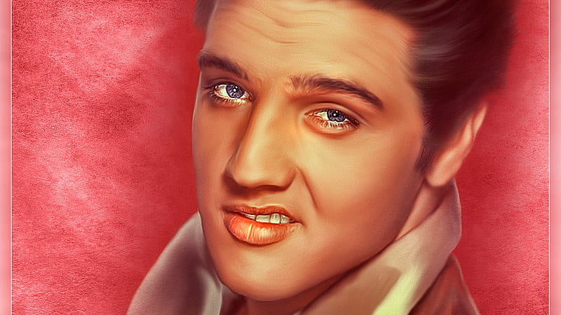Elvis Presley, portrait, red, man, face, singer, actor, HD wallpaper