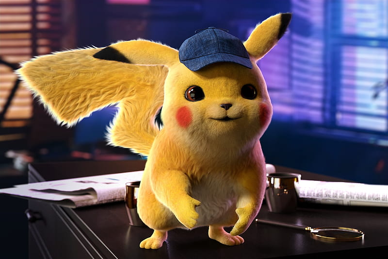 Pokemon Detective Pikachu (2019), fantasy, pokemon, movie, yellow, detective pikachu, pikachu, HD wallpaper