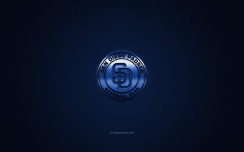 San Diego Padres, American baseball club, MLB, blue logo, blue carbon fiber background, baseball, San Diego, California, USA, Major League Baseball, San Diego Padres Giants logo, HD wallpaper