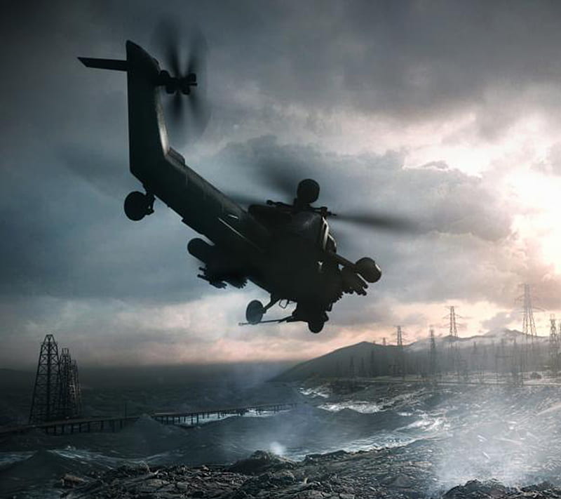 Battlefield 4, bf4, chopper, sea, HD wallpaper