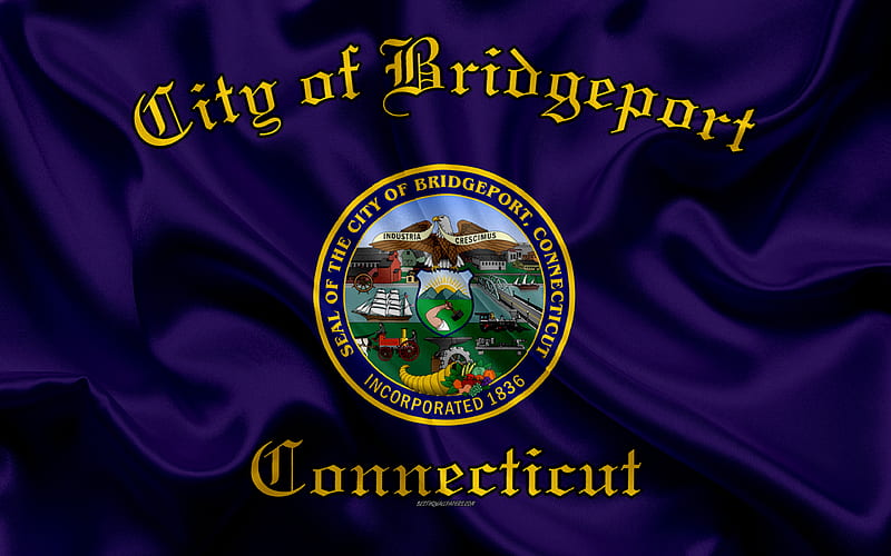 Flag of Bridgeport silk texture, American city, blue silk flag, Bridgeport flag, Connecticut, USA, art, United States of America, Bridgeport, HD wallpaper