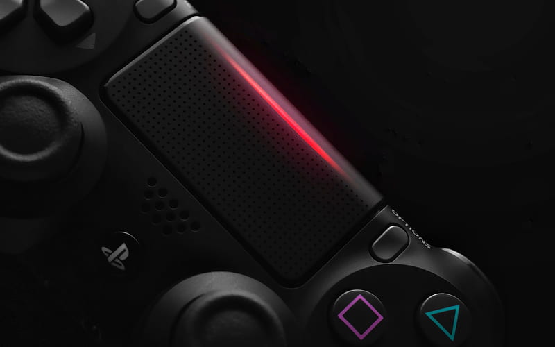 Sony Playstation Joystick, close-up, modern devices, black background, game console, Playstation, joystick, HD wallpaper
