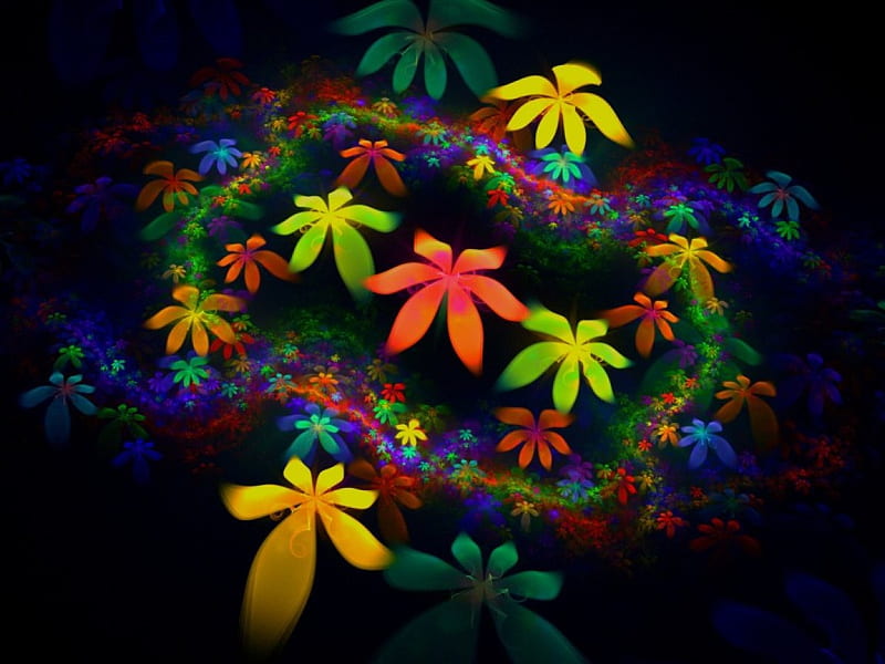 Flowers in flight, flowers, fractal, HD wallpaper | Peakpx