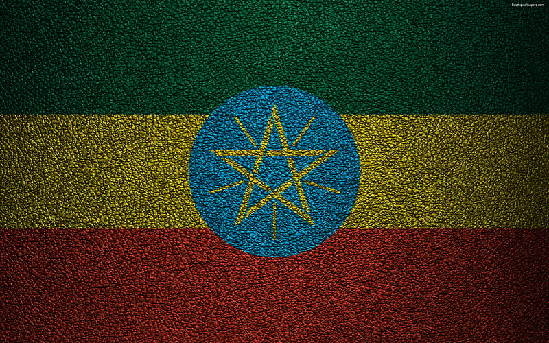 Flag of Ethiopia, Africa leather texture, Ethiopian flag, flags of African countries, Ethiopia, HD wallpaper