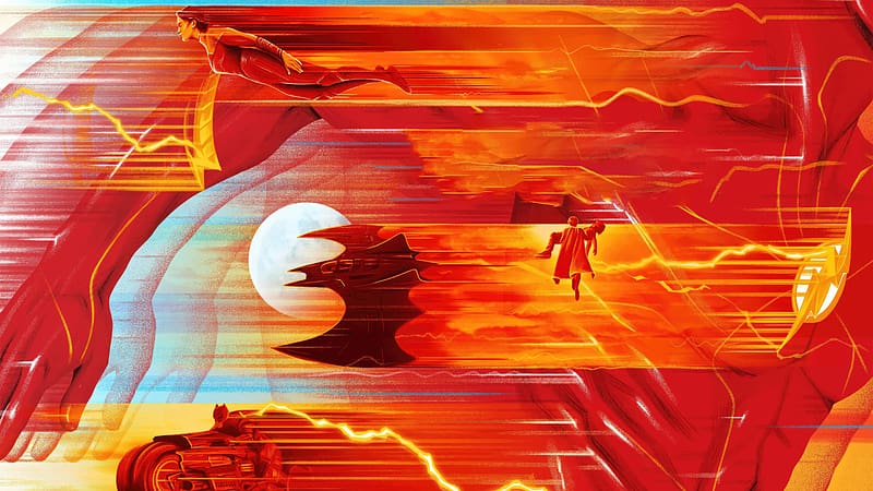 the flash featuring batman and supergirl 8k Mac Wallpaper Download