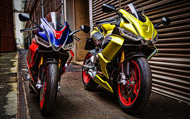Aprilia RS 660, two motorcycles, 2020 bikes, superbikes, 2020 Aprilia RS 660, R, Aprilia, HD wallpaper