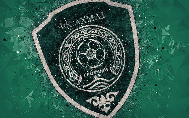 Akhmat Grozny FC Russian Premier League, creative logo, geometric art, emblem, Russia, football, Akhmat Grozny, red abstract background, FC Akhmat Grozny, HD wallpaper