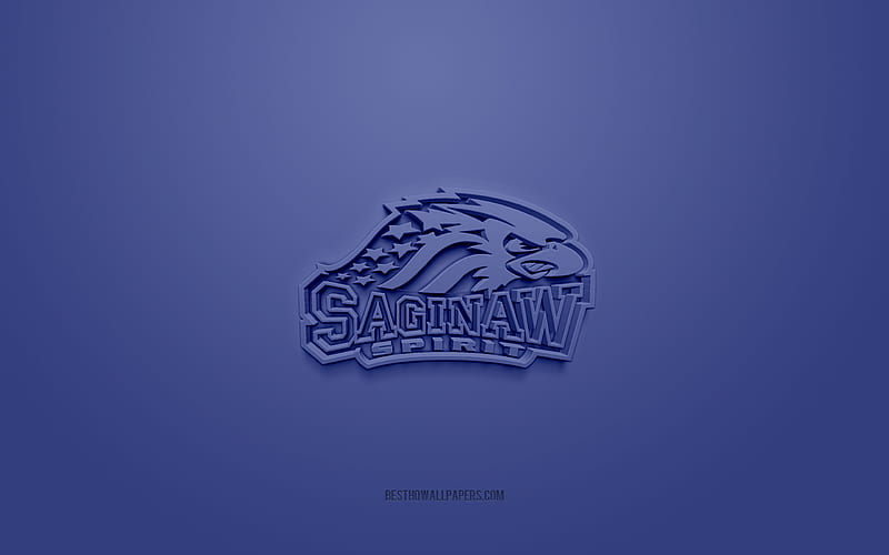 Saginaw Spirit, creative 3D logo, blue background, OHL, 3d emblem, Canadian Hockey Team, Ontario Hockey League, Ontario, Canada, 3d art, hockey, Saginaw Spirit 3d logo, HD wallpaper