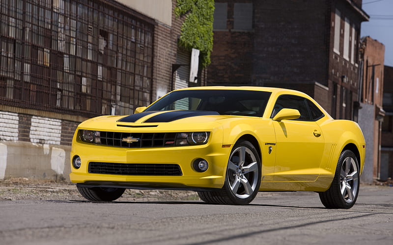 Bumble Bee 2010 Chevrolet Camaro, wicked, bumble bee, racing stripes, black, yellow, camaro, 2010, cool, chevrolet, transformers, awesome, hot, autobot, fast, HD wallpaper