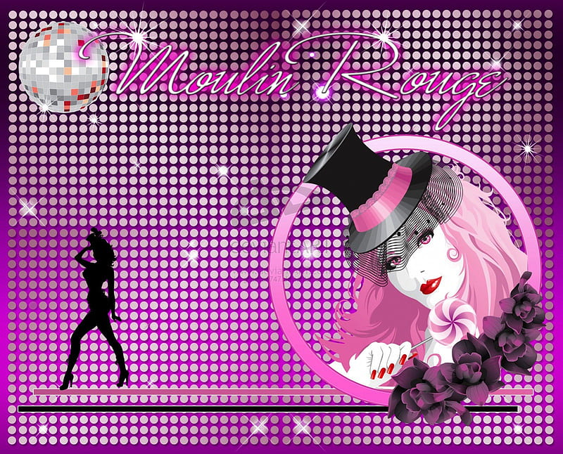 Moulin Rouge, glitter, dancer, hat, sparkle, girl, flowers, lady, pink, HD wallpaper