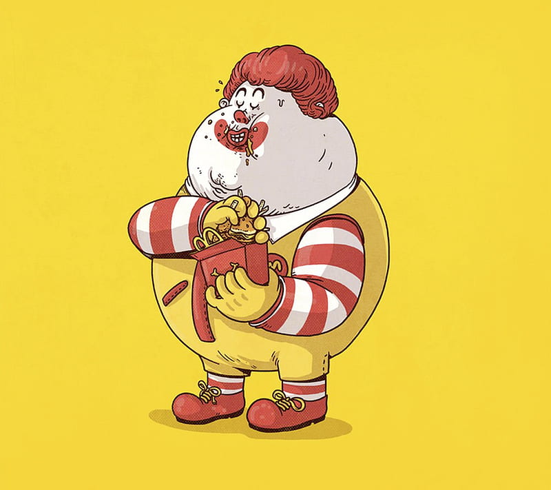 Ronald McDonald Fat, art, clown, illustration, mc donalds, HD wallpaper