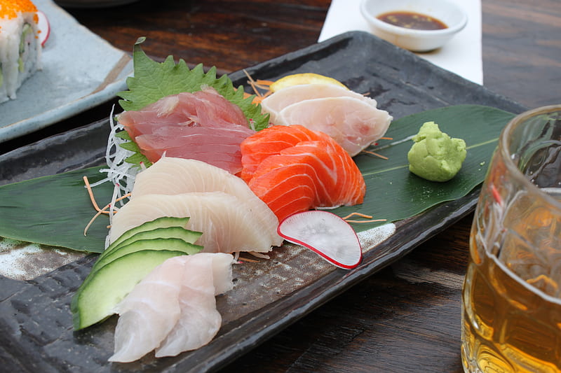Sashimi - fresh fish, japan, seafood, food, sashimi, wasabi, sushi, HD wallpaper