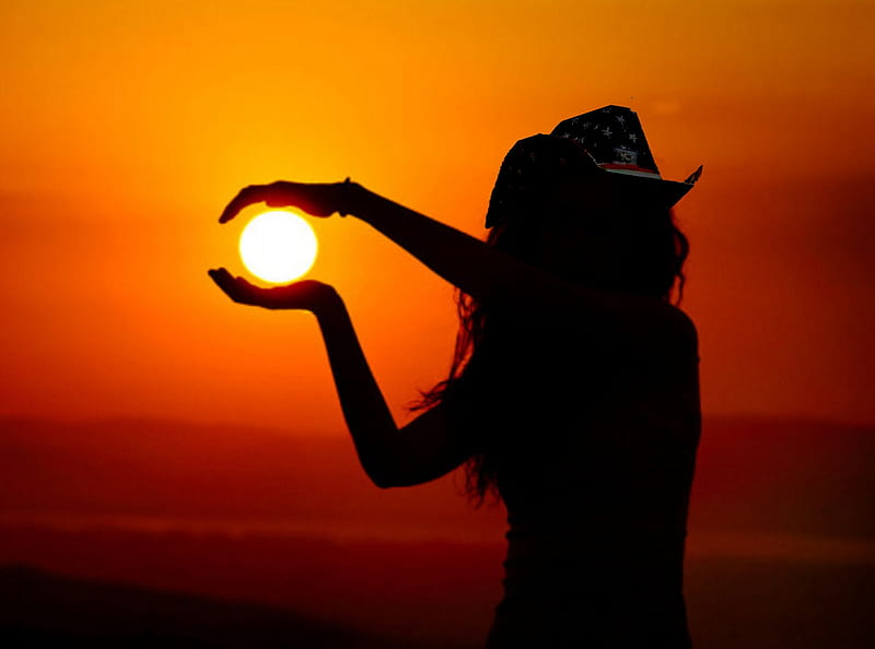 Sundown . ., cowgirl, ranch, sunset, silhouette, women, outdoors, brunettes, sundown, western, HD wallpaper