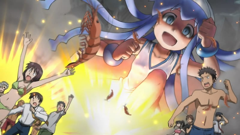 Shinryaku! Ika Musume, terror, squid girl, blue hair, ika musume, musume, panic, shinryaku, ika, HD wallpaper