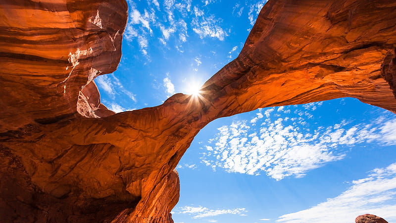 National Park, Arches National Park, Arch, Canyon, Nature, Sky, Sun, USA, Utah, HD wallpaper