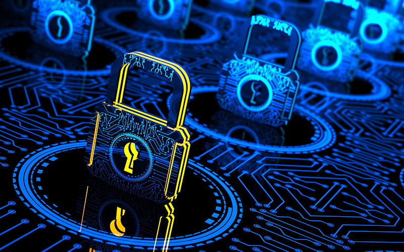 3d blue padlock, computer security, encryption, 3d lock, security blue  background, HD wallpaper | Peakpx