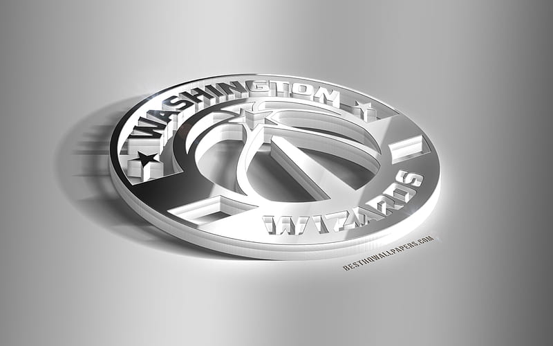 Washington Wizards, 3D steel logo, American Basketball Club, 3D emblem, NBA, Washington, USA, Washington Wizards metal emblem, National Basketball Association, creative 3d art, basketball, HD wallpaper