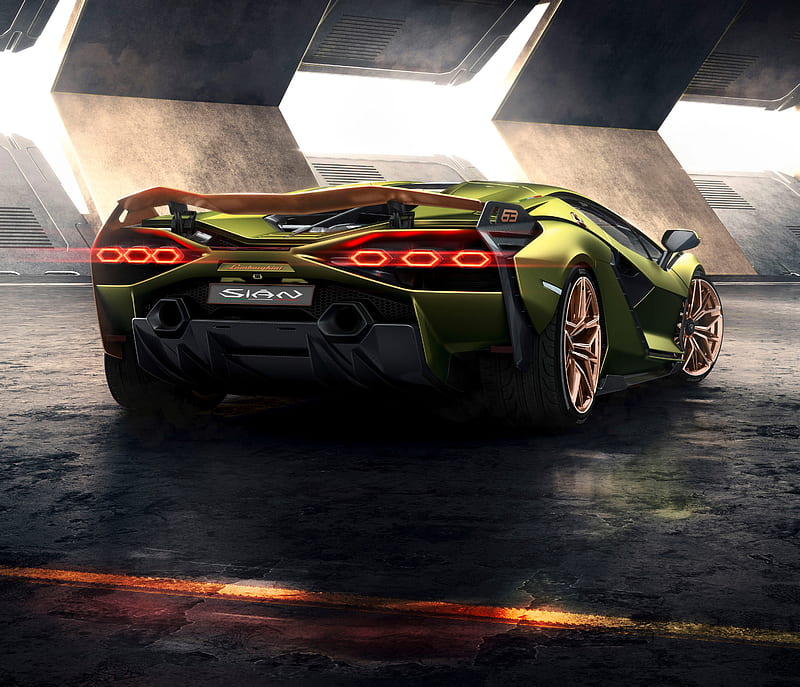 Lamborghini Sian, 2019, car, concept, exotic, rear, supercar, HD wallpaper