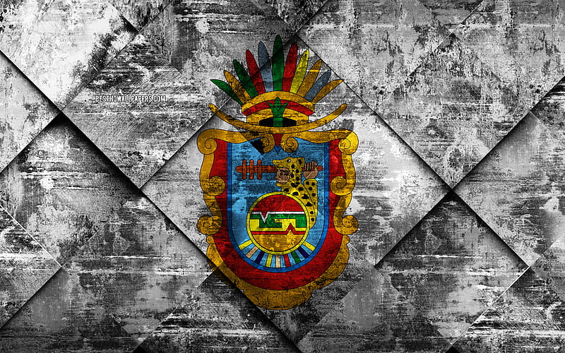 Flag of Guerrero, grunge art, rhombus grunge texture, Mexican state, Guerrero flag, Mexico, Guerrero, State of Mexico, creative art, HD wallpaper
