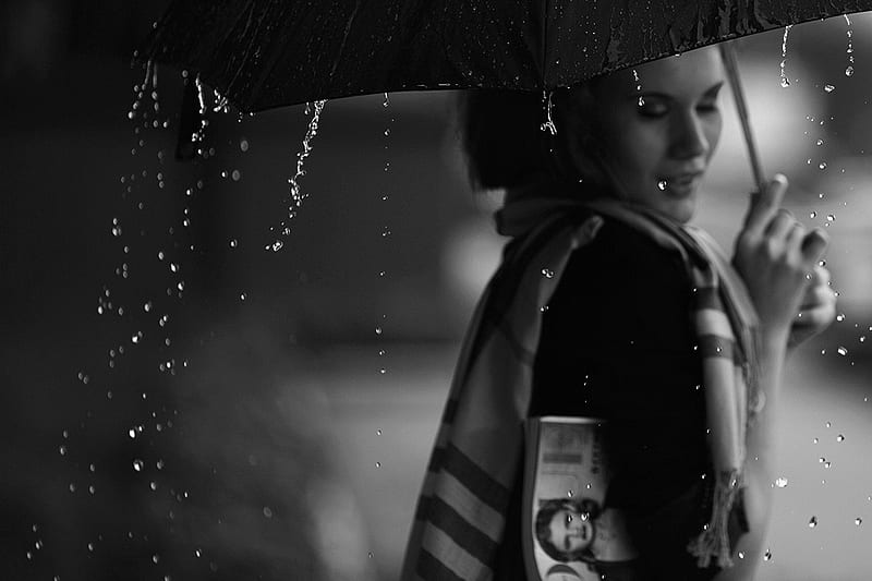 Rainy Day Graphy Bw Umbrella Beauty Drops Rain Portrait Woman Hd Wallpaper Peakpx