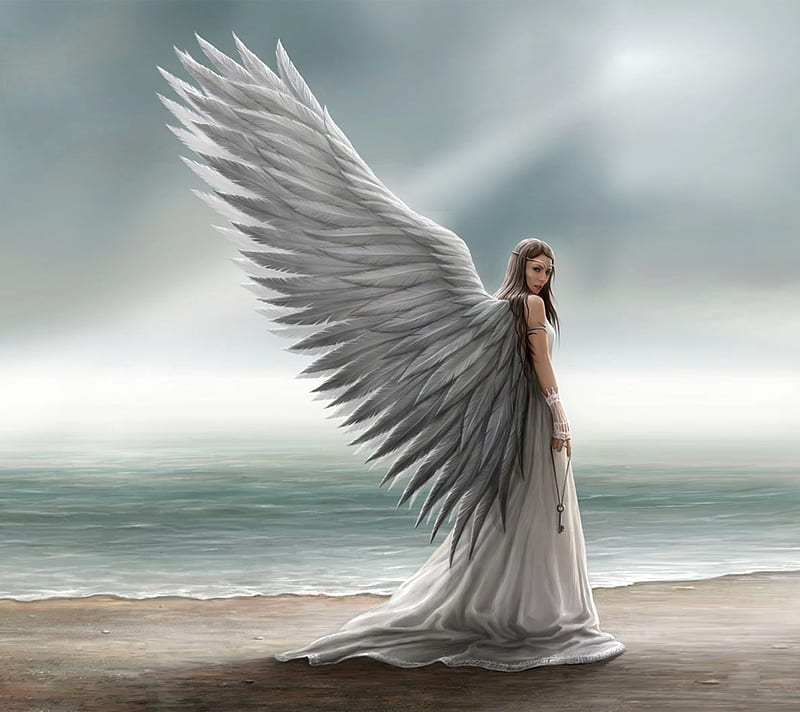 Guardian Angel, beach, shore, keychain, wings, big, angel, guardian, HD wallpaper