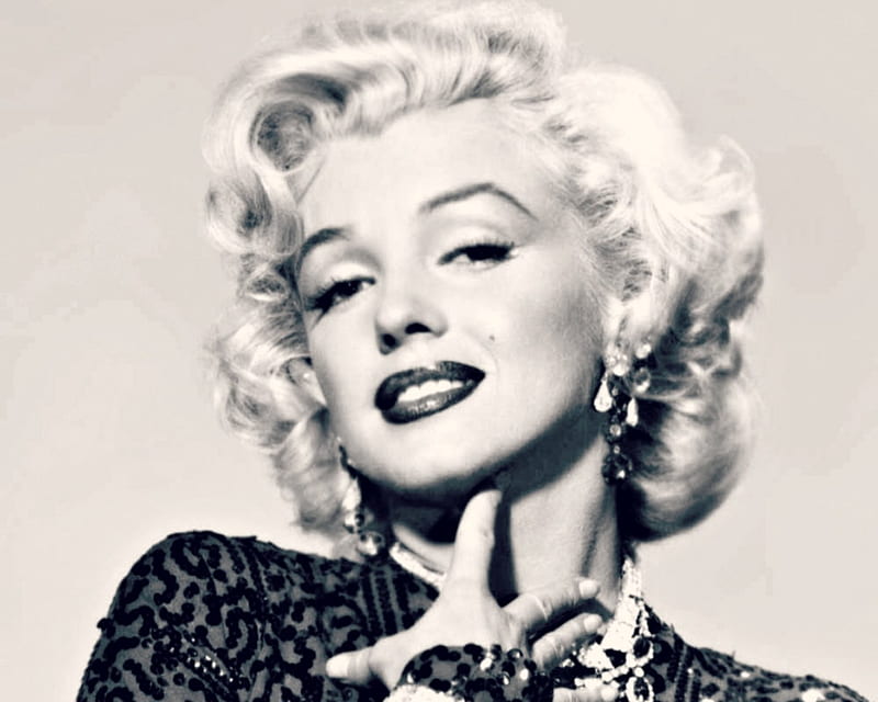 Marilyn Monroe, bw, girl, actress, black, blonde, white, woman, HD wallpaper